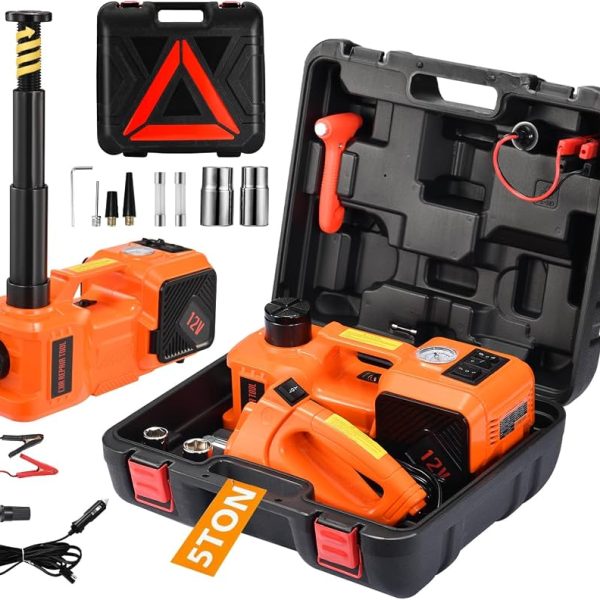 Electric Car Jack Kit (5-Ton Capacity) with 12V Hydraulic Car Jack Lift